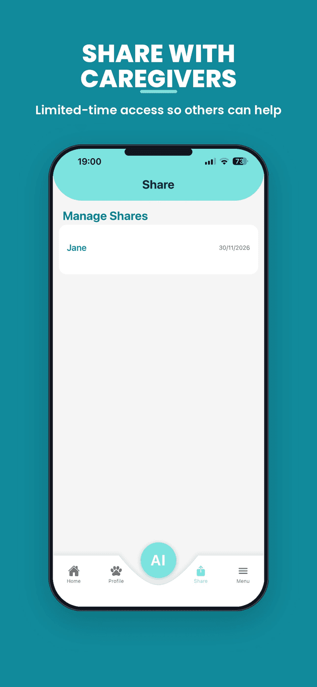 Share with caregivers — limited-time access so others can help